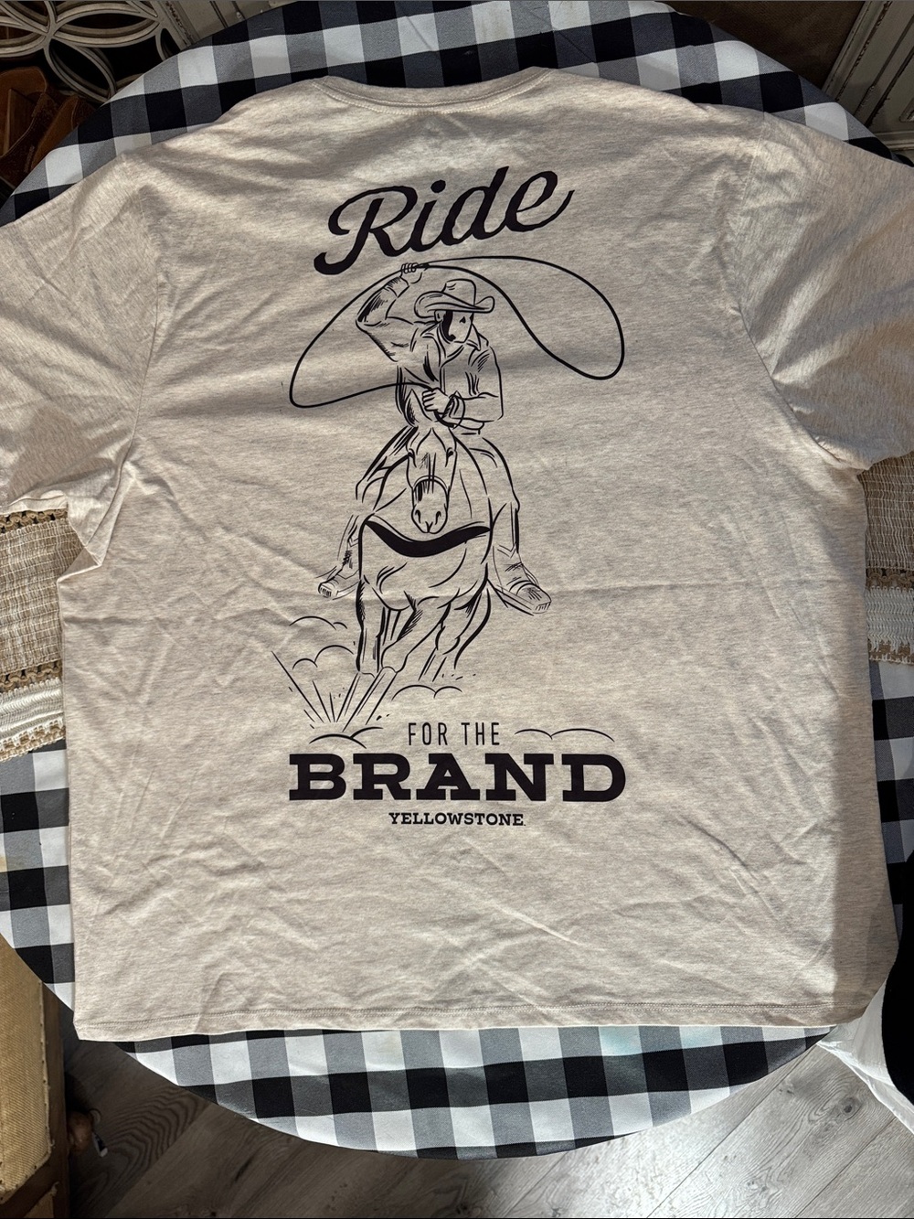 Yellowstone Short Sleeve Crewneck Tee in Oatmeal with Chest Logo